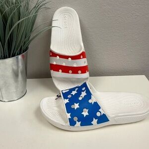 Crocs American Flag Slides - Size 7